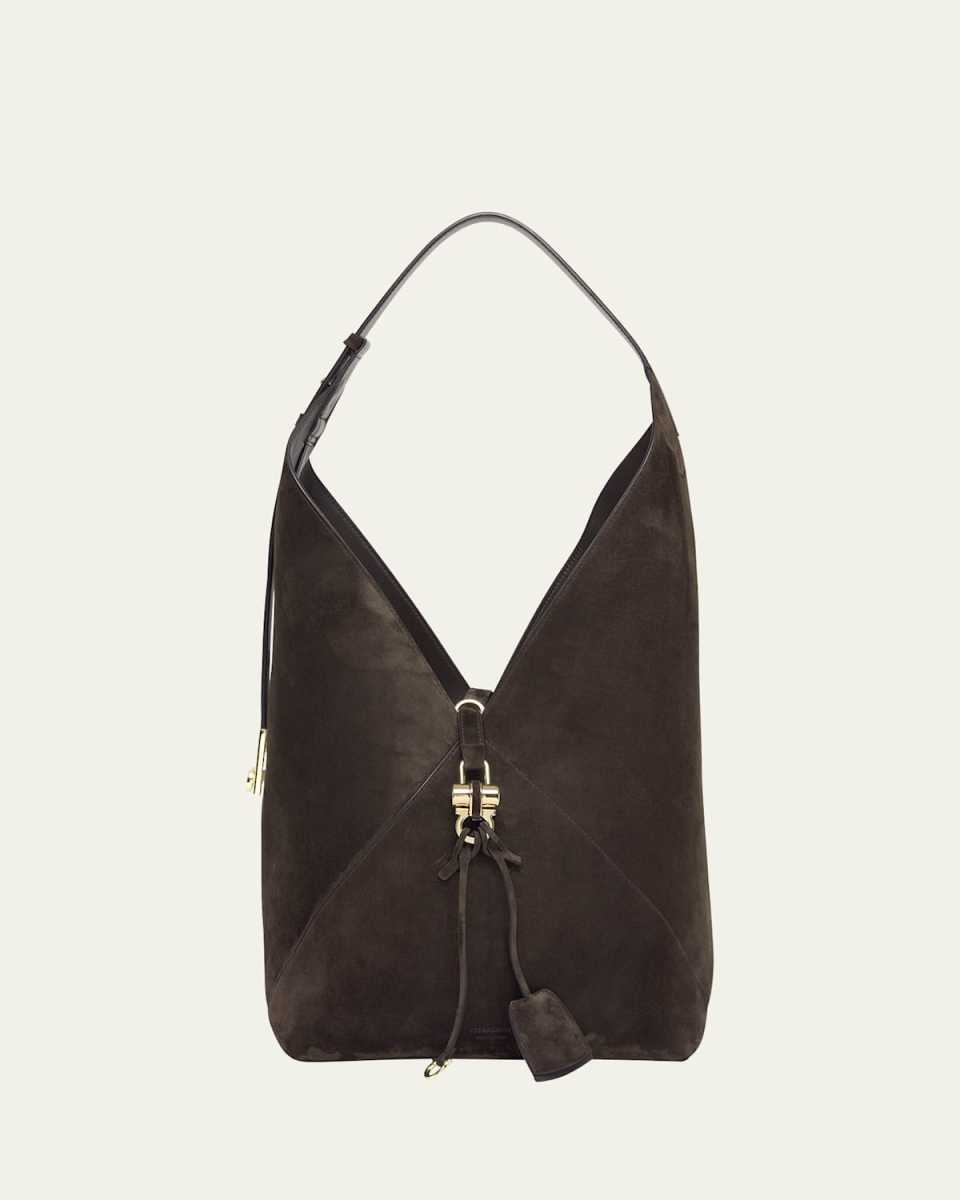 Origami Suede Hobo Tote Bag